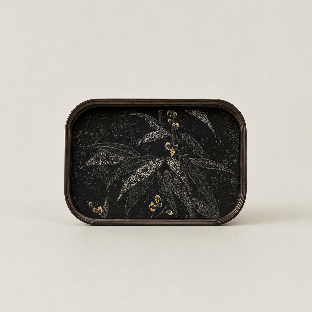 Plateau en bambou motif feuille